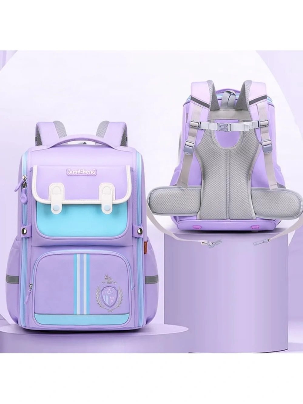 Kids Lavender School Backpack with Blue Accents  WP7